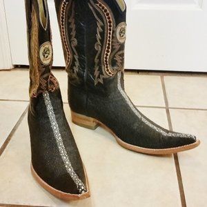 Donaldo stingray leather black cowboy boots 12